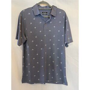 Ben Hogan Polo Shirt Med Golf Navy Knit Palm Trees Short Sleeve Collared